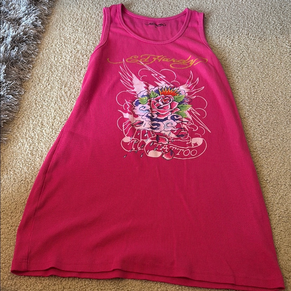 Ed Hardy Pink Graphic Tank Top